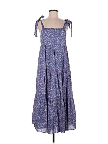 Madewell Tie-Strap Tiered Midi Dress in Summer Vines (view 1)