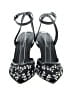 BCBGeneration Floral Silver Black Heels Size 8 1/2 - photo 2