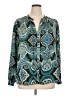 Worthington 100% Polyester Paisley Teal Long Sleeve Blouse Size 1X - photo 1