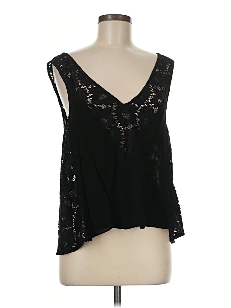 Pre-owned Tracy Reese Tank Top Black Plunge Neckline Tops