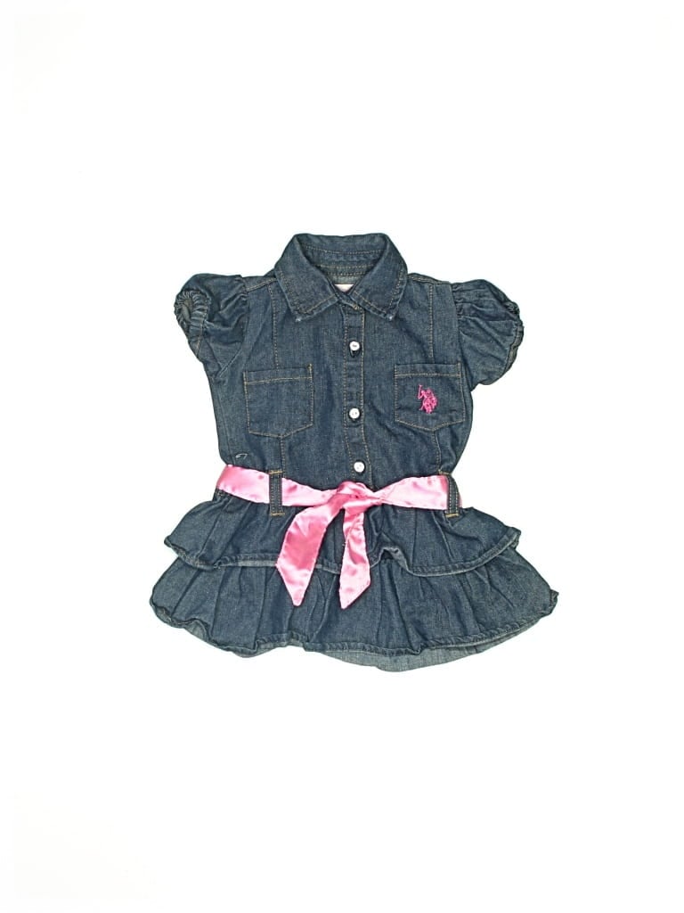 Pre-owned U.s. Polo Assn Babies' Dress In Blue