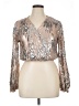 Unbranded 100% Polyester Silver Long Sleeve Blouse Size XL - photo 1