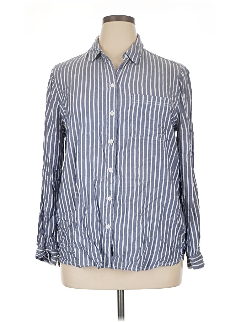 Pre-owned Beachlunchlounge Long Sleeve Button Down Shirt In Blue
