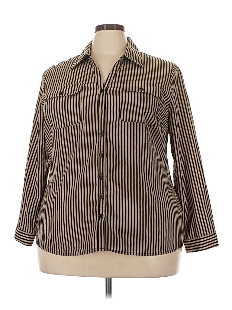 Pre-owned Ny Collection 3/4 Sleeve Blouse In Brown