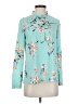 Forever 21 100% Polyester Floral Teal Long Sleeve Blouse Size S - photo 1