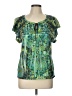 Roz & Ali 100% Polyester Green Short Sleeve Blouse Size L - photo 1