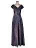 Xscape Metallic Gray Purple Cocktail Dress Size 4 - photo 1