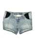 Isabel Maternity Color Block Blue Denim Shorts Size 4 Maternity - photo 1