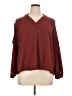 Jennifer Lopez 100% Polyester Burgundy Brown Long Sleeve Blouse Size XL - photo 1
