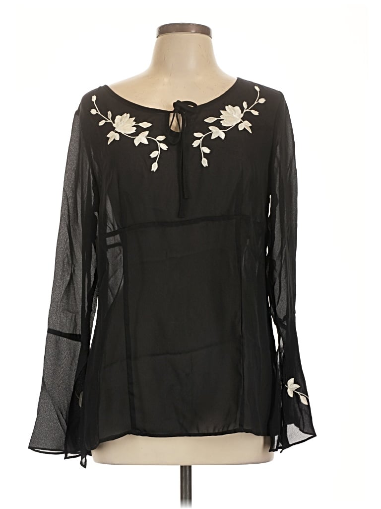Pre-owned Apostrophe Long Sleeve Blouse In Black