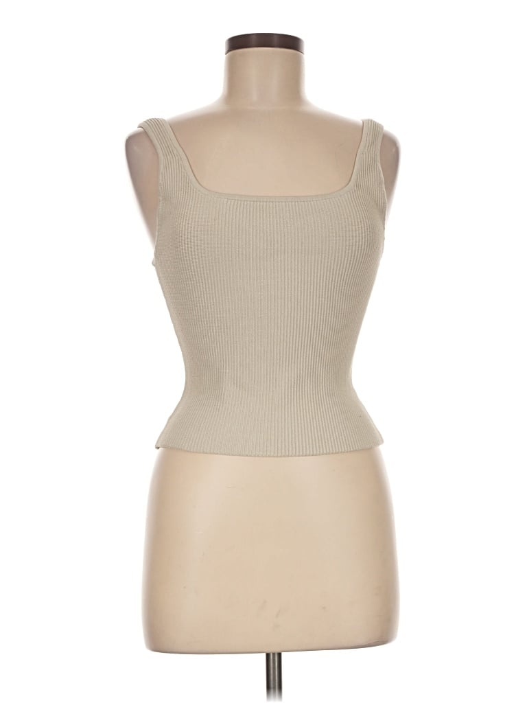 Pre-owned Babaton Sleeveless Top Tan Sweetheart Neckline Tops
