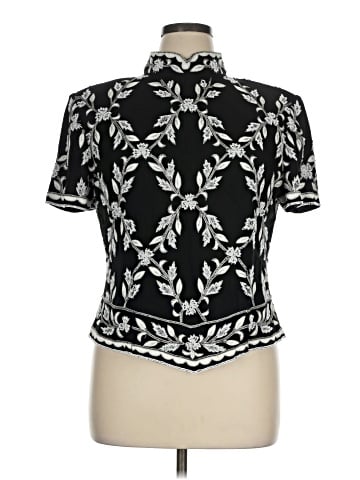 Papell Boutique Evening Short Sleeve Silk Top (view 1)