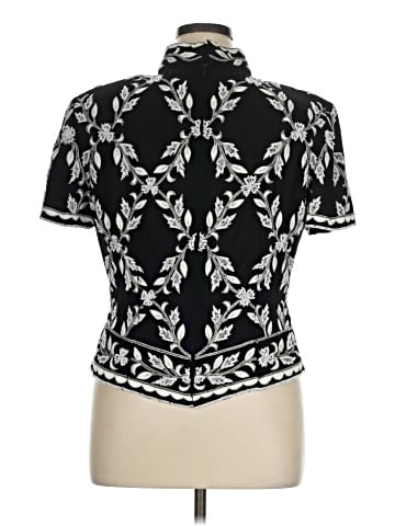 Papell Boutique Evening Short Sleeve Silk Top (view 2)