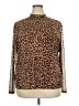 Anne Klein Animal Print Brown Long Sleeve Blouse Size XXL - photo 1