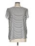Ann Taylor LOFT 100% Polyester Stripes Silver Short Sleeve Top Size L - photo 1