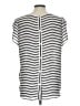 Ann Taylor LOFT 100% Polyester Stripes Silver Short Sleeve Top Size L - photo 2