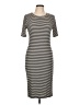 Aqua Stripes Gray Casual Dress Size L - photo 1