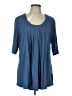 Soft Surroundings Blue Short Sleeve Blouse Size L - photo 1