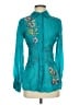 Johnny Was 100% Rayon Floral Teal Long Sleeve Blouse Size S - photo 1