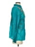 Johnny Was 100% Rayon Floral Teal Long Sleeve Blouse Size S - photo 4