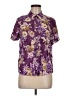 Basic Editions 100% Rayon Floral Purple Short Sleeve Blouse Size M - photo 1