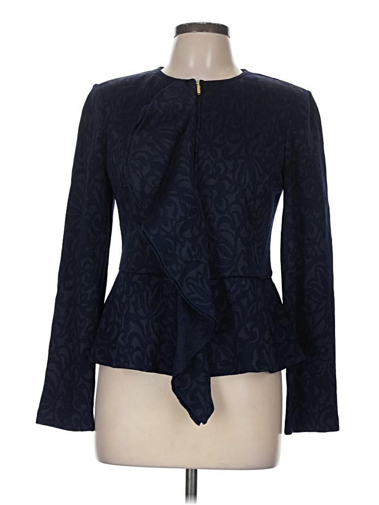 Pre-owned St John Long Sleeve Blouse In Blue