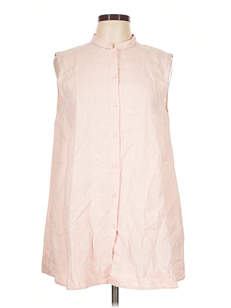 Pre-owned Lafayette 148 Sleeveless Button Down Shirt In Pink