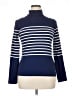 J.Crew 100% Cotton Stripes Blue Turtleneck Sweater Size XL - photo 1