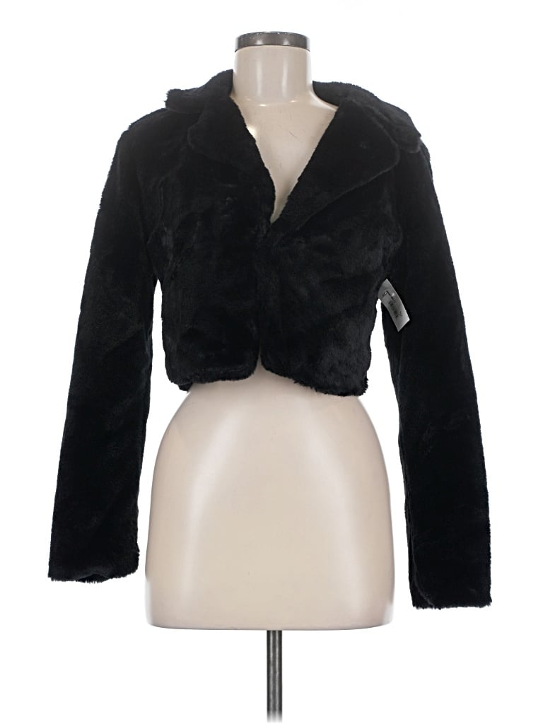 Madden Nyc Faux Fur Jacket In Black
