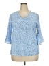 Unbranded 100% Polyester Blue 3/4 Sleeve Blouse Size XXL - photo 1
