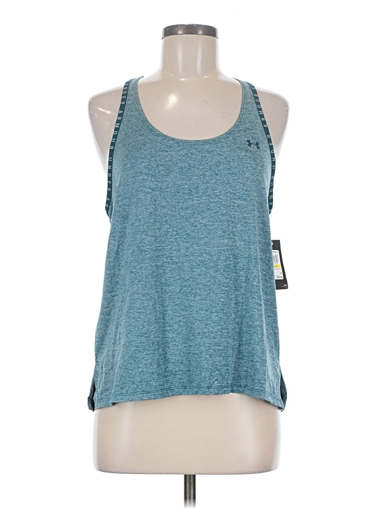 Under Armour Tank Top Teal Halter Neckline Tops In Blue