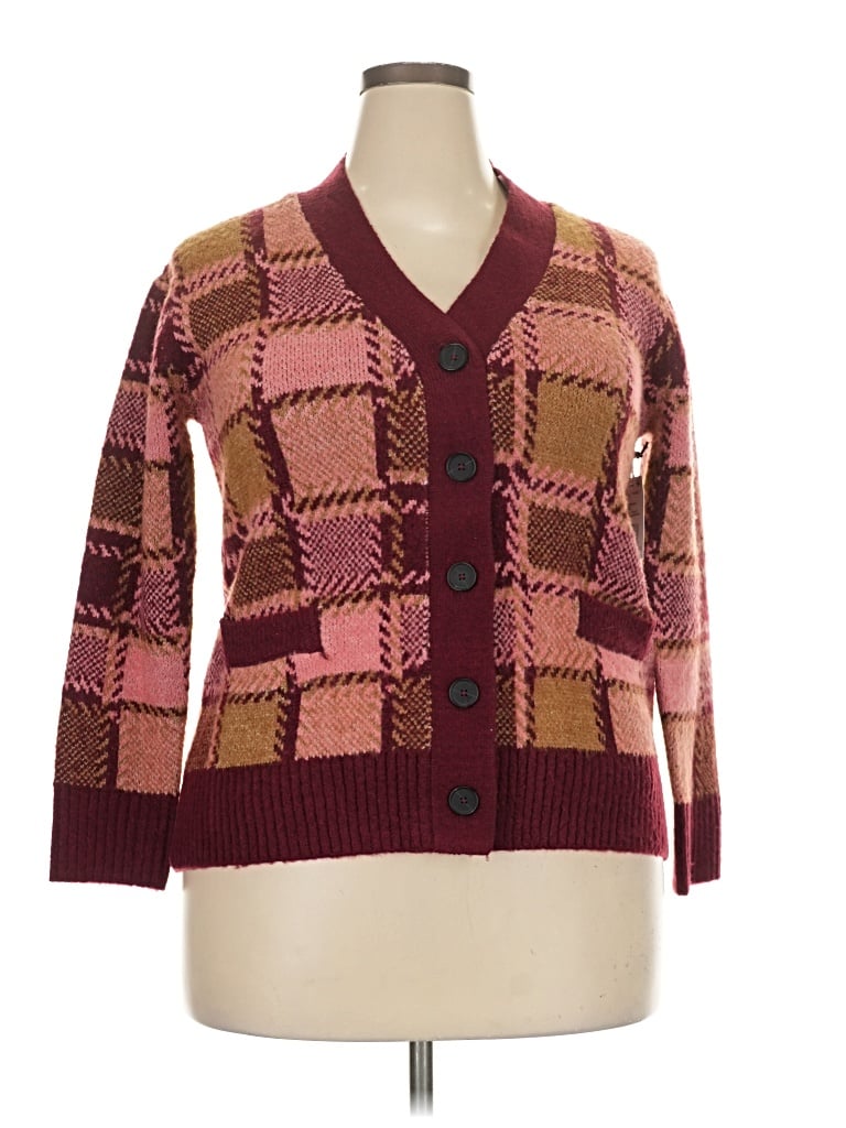 Pre-owned Black Tape_ Cardigan Sweater In Burgundy