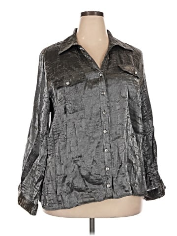 NY Collection 3/4 Sleeve Button-Down Shirt (view 1)