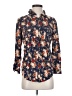 Faded Glory 100% Rayon Floral Blue 3/4 Sleeve Button-Down Shirt Size S - photo 1