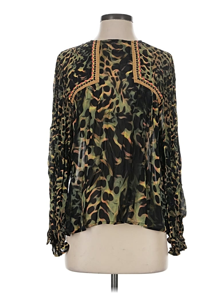 Pre-owned Blank London Long Sleeve Blouse In Green