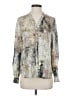 Eileen Fisher 100% Silk Print Gray Long Sleeve Silk Top Size XS - photo 1