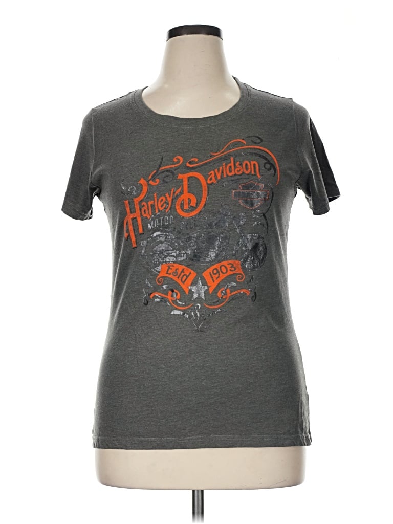 Pre-owned Harley Davidson Short Sleeve T-shirt In Gray
