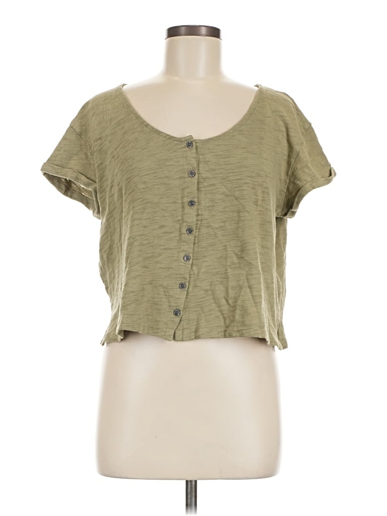 Pre-owned Universal Thread Short Sleeve Top Green Sweetheart Neckline Tops