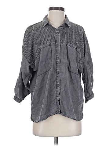 Lovestitch 3/4 Sleeve Button-Down Shirt (view 1)