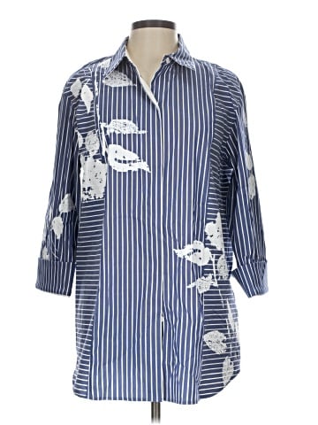 Lafayette 148 New York 3/4 Sleeve Button-Down Shirt (view 1)