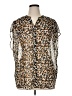 LOGO by Lori Goldstein 100% Polyester Animal Print Brown Sleeveless Blouse Size XL - photo 1