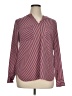 CAbi 100% Polyester Stripes White Burgundy Long Sleeve Blouse Size XL - photo 1