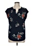 Fun2Fun Floral Blue Short Sleeve Blouse Size M - photo 1