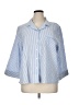 Appleseeds 100% Cotton Stripes Blue 3/4 Sleeve Button-Down Shirt Size XL - photo 1