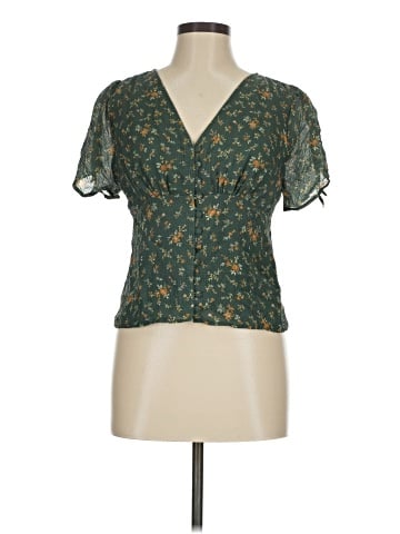 Madewell Silk Evie Tie-Sleeve Top in Fresh Sprigs (view 1)