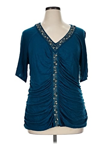 INC International Concepts Short Sleeve Blouse (view 1)