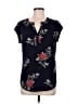 Fun2Fun Floral Blue Short Sleeve Henley Size M - photo 1