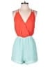 Double Zero 100% Polyester Color Block Teal Romper Size S - photo 1