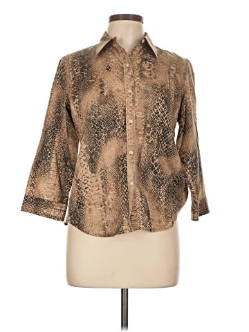 Lauren by Ralph Lauren 3/4 Sleeve Button-Down Shirt (view 1)