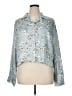 Zara 100% Polyester Floral Blue Long Sleeve Blouse Size XL - photo 1